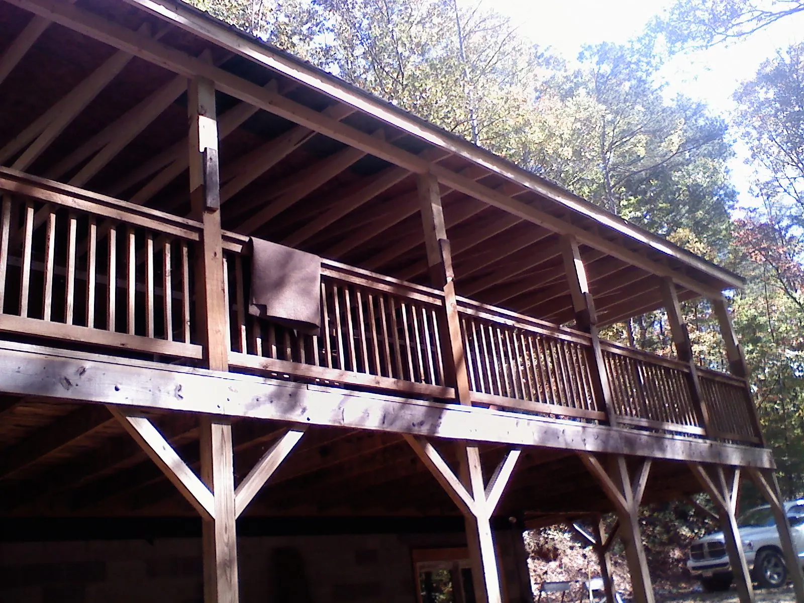 Timber framing under a new elevated porch and deck — Roof Leak Repair in South Bend by Roofing Brothers
